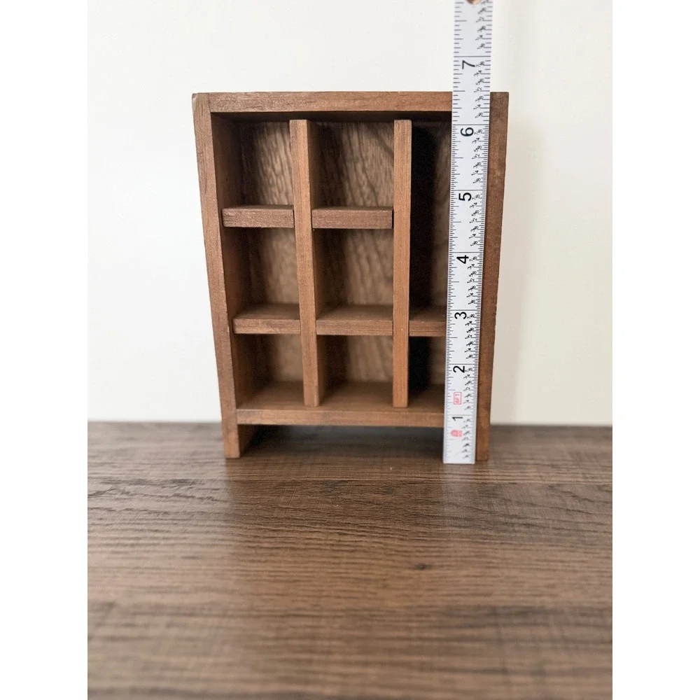 Vtg Wooden Miniature Farmhouse Rustic Shadow Box Cubby Shelf Curio Cabinet
